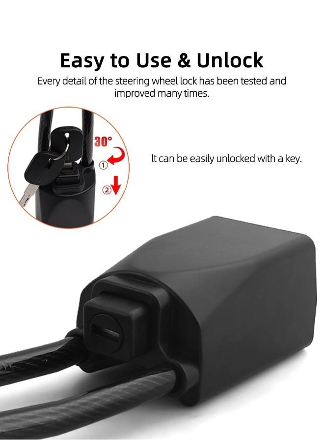 Bukela Car Steering Wheel Seat Lock, Car Anti-Theft Lock Device, Automobile Steering Wheel Steering Lock, Car Security Steering Lock with 3 Keys for Car Truck SUV Van - Image 4